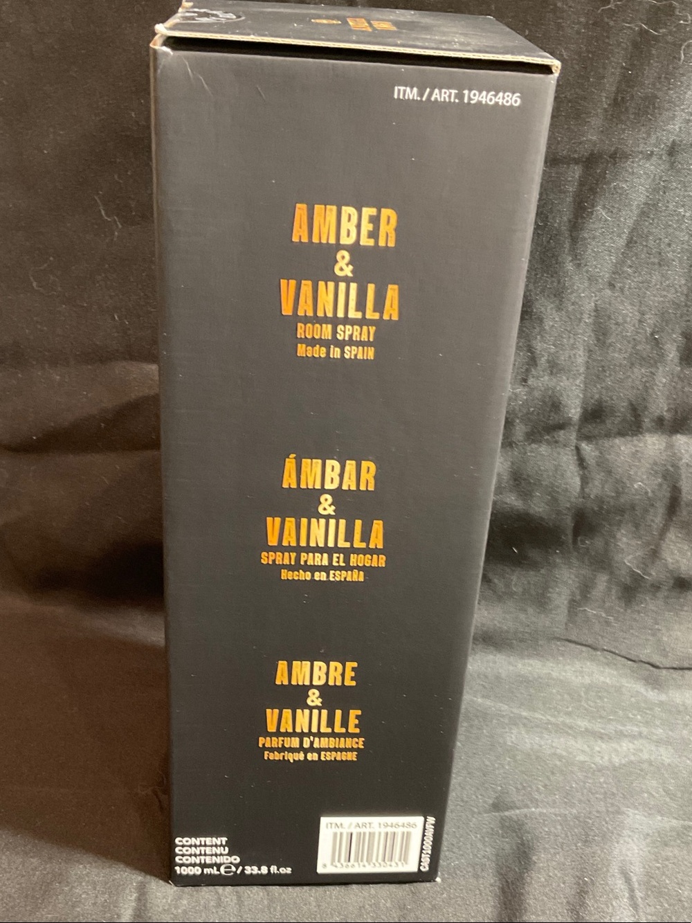 Antigua Amber & Vanilla Room Spray - Black with Gold Text